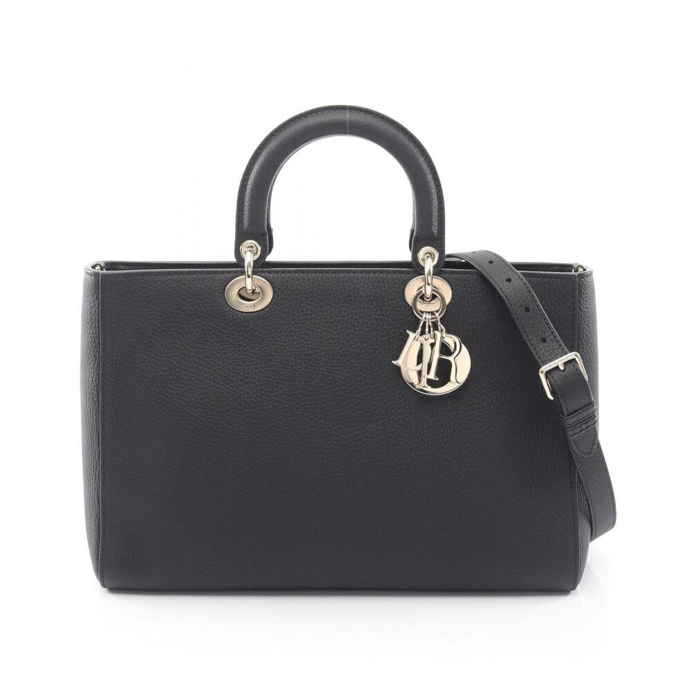 Christian Dior Dior Lady D-Sire Large 2-Way Handbag, Leather, Women's, Black